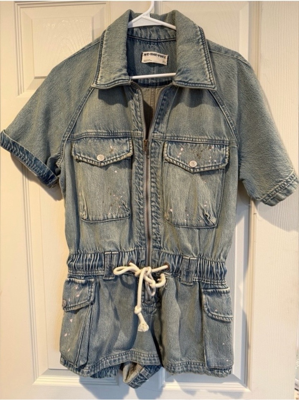 We The Free Light Denim Short Utility Romper - Picture 5 of 8